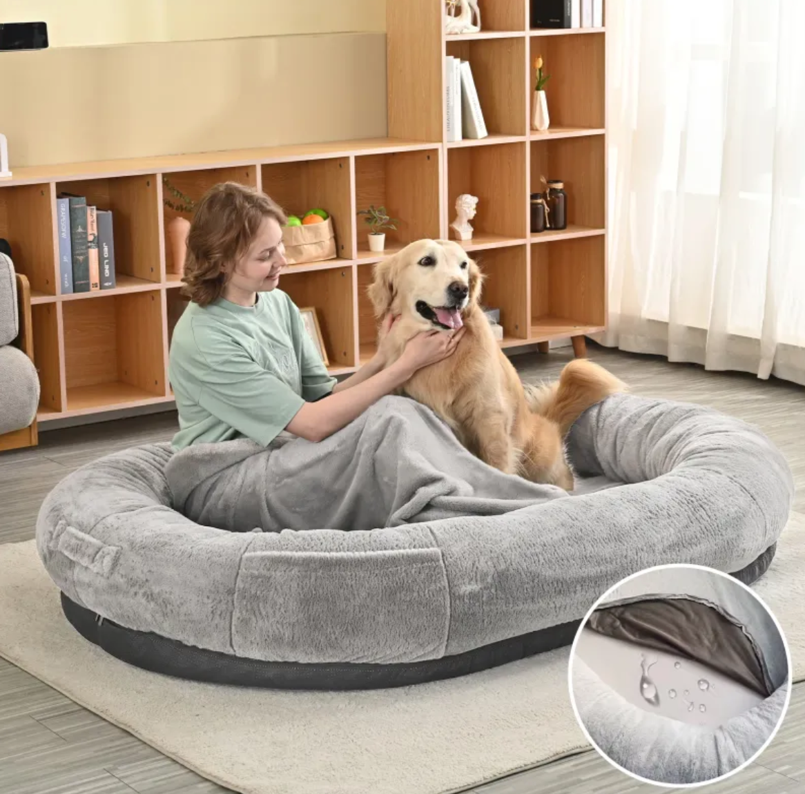 cama grande para humano-perros