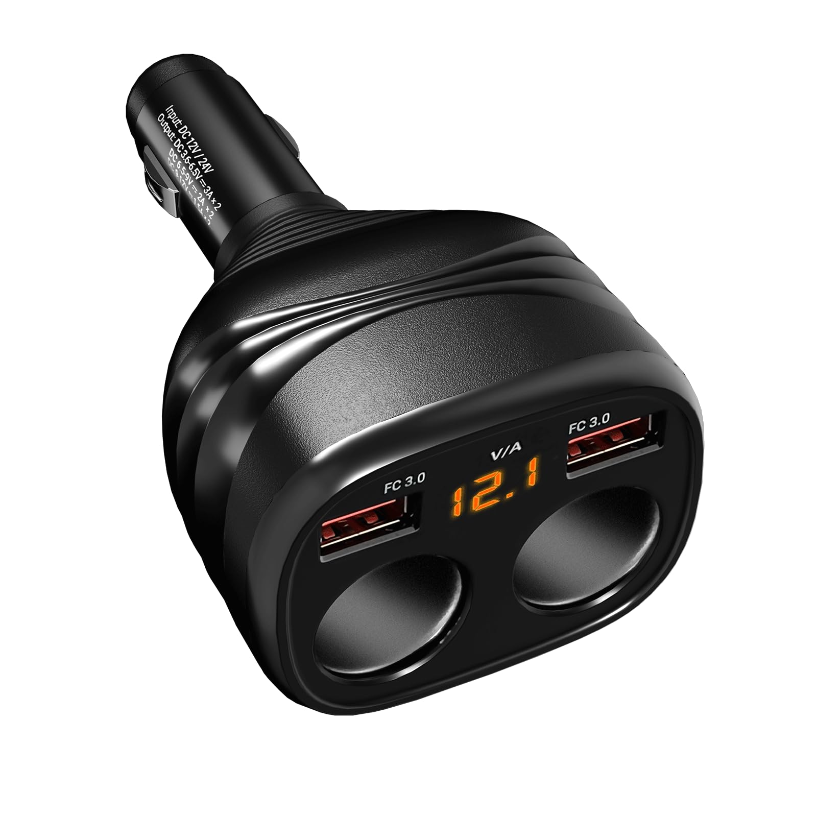 WOLFBOX Cigarette Lighter USB Charger 2 in 1 Charging Cable Car Charger for Mirror Dash Cam Dual USB Ports Fit Compatible with Phones or Other USB Devices